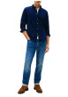 Thumbnail Chemise en coton marine unie pourvue d'un col à rabats boutonné - Image 5