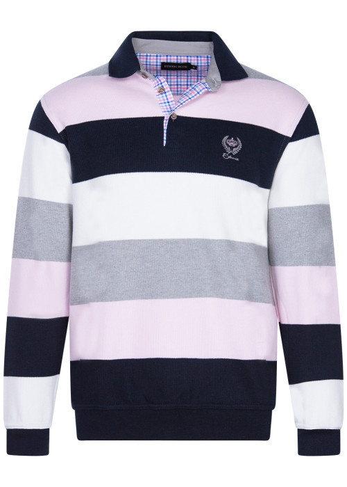 Pull multicolore rayé coupe droite col polo et...