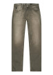 Thumbnail Jean en coton mélangé taupe coupe slim pourvu d'une fermeture par zip et bouton