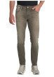 Thumbnail Jean en coton mélangé taupe coupe slim pourvu d'une fermeture par zip et bouton - Image 2