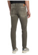Thumbnail Jean en coton mélangé taupe coupe slim pourvu d'une fermeture par zip et bouton - Image 3