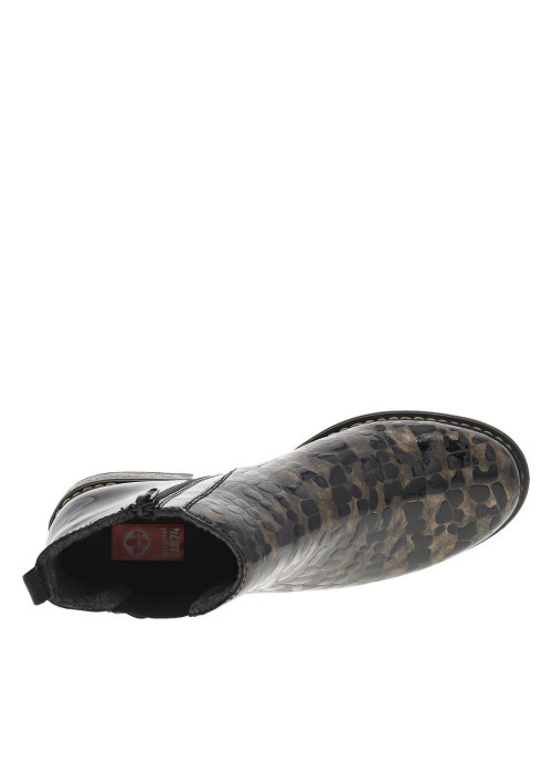 Boots en cuir bronze à talon décroché bas avec un zip et un soufflet élastiqué - Image 10
