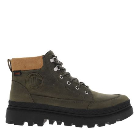 Bottines en cuir kaki à talon décroché bas avec...