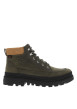 Thumbnail Bottines en cuir kaki à talon décroché bas avec des lacets ronds