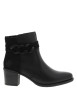 Thumbnail Boots en cuir noires à talon décroché moyen avec un zip et boucles décoratives