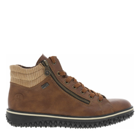 Bottines cognac à talon plat avec des lacets et...