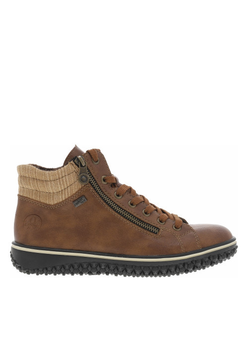 Bottines cognac à talon plat avec des lacets et...