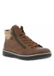 Thumbnail Bottines cognac à talon plat avec des lacets et deux zips latéraux - Image 2