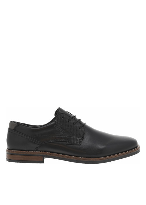 Derbies en cuir noir à talon décroché bas et à lacets ronds noirs