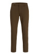 Thumbnail Pantalon chino en coton marron à coupe droite pourvu d'une taille élastiquée