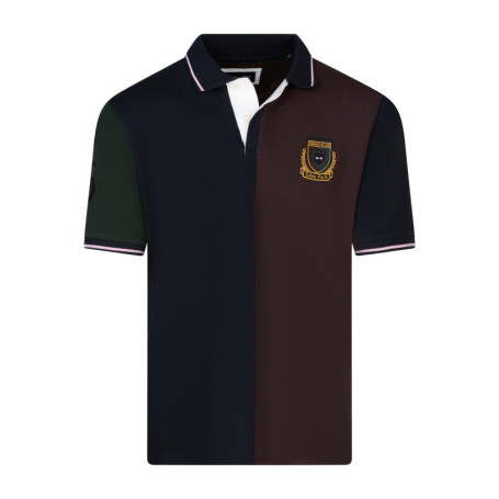 Polo marine et marron à rayures avec des...