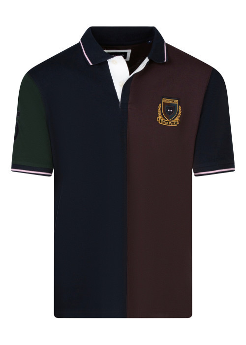 Polo marine et marron à rayures avec des...