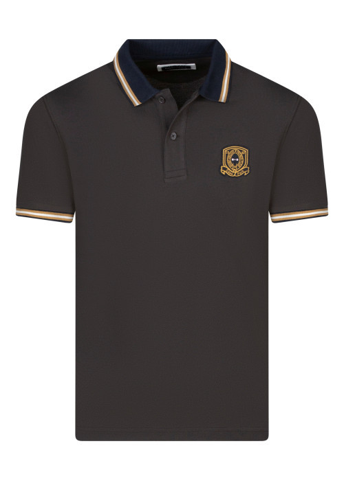 Polo en coton marron pourvu d'une coupe droite et un col boutonné