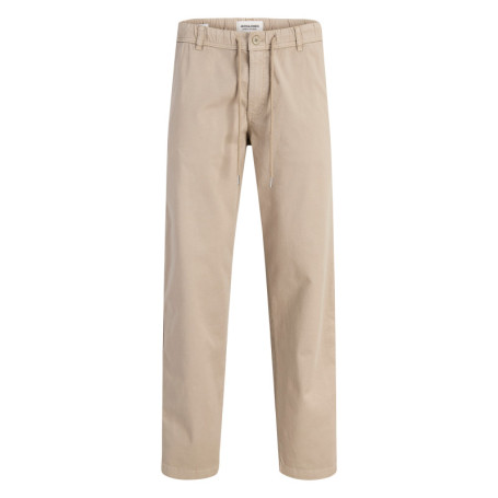 Pantalon chino en coton beige à coupe droite...
