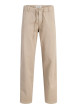 Thumbnail Pantalon chino en coton beige à coupe droite pourvu de passants pour la ceinture
