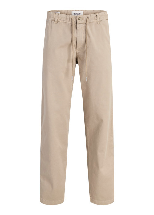 Pantalon chino en coton beige à coupe droite...