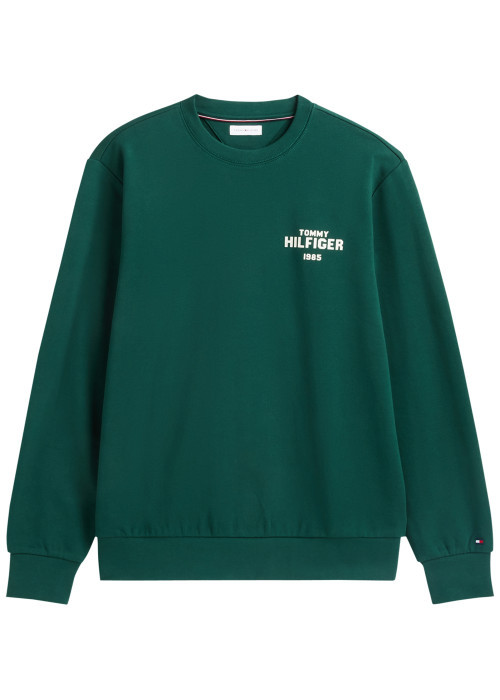 Sweat en coton vert pourvu d'une coupe droite et d'un col rond