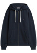 Thumbnail Sweat zippé marine pourvu d'une coupe droite et d'un col à capuche