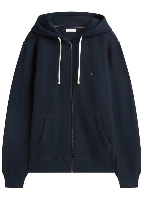 Sweat zippé marine pourvu d'une coupe droite et...