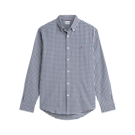 Chemise en coton biologique bleue et blanche à...
