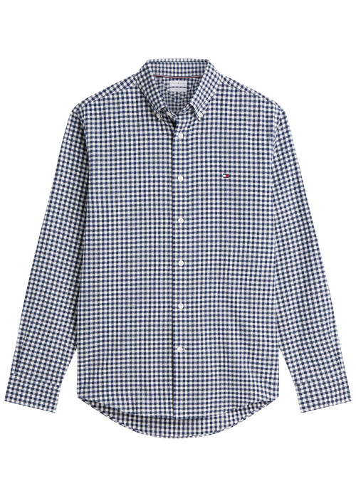 Chemise en coton biologique bleue et blanche à...