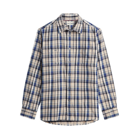 Chemise en coton bleue et écrue à coupe droite...