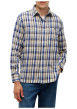 Thumbnail Chemise en coton bleue et écrue à coupe droite pourvue d'un col à revers - Image 2
