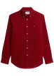 Thumbnail Chemise en coton biologique rouge à coupe droite pourvue d'un col à revers