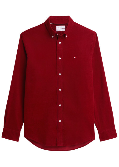 Chemise en coton biologique rouge à coupe...
