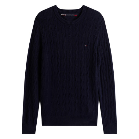 Pull en laine marine à coupe droite pourvu d'un...