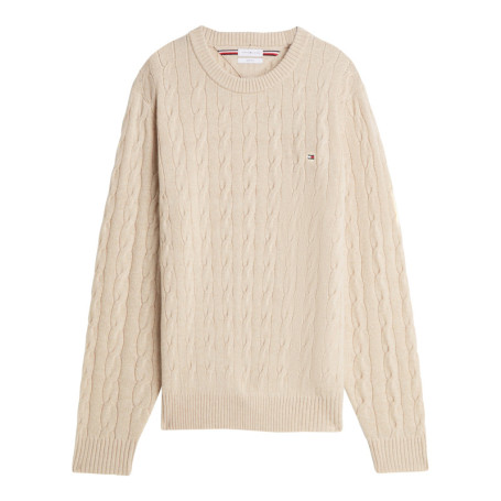 Pull en laine écru à coupe droite pourvu d'un...