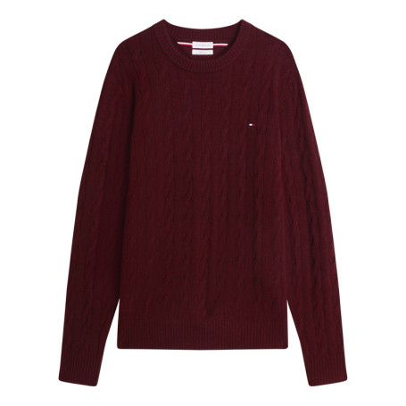 Pull en laine bordeaux à coupe droite pourvu...