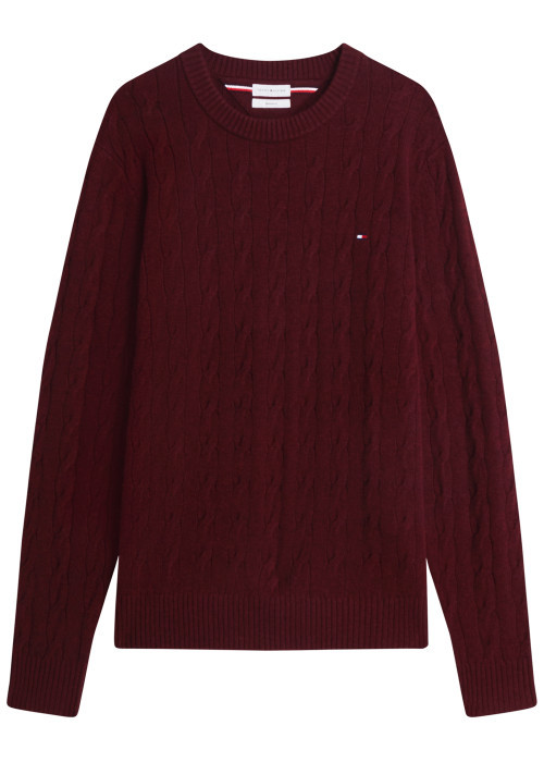 Pull en laine bordeaux à coupe droite pourvu...