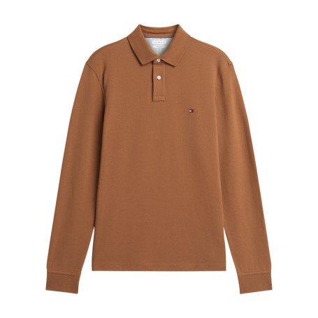 Polo en coton biologique camel à coupe droite...