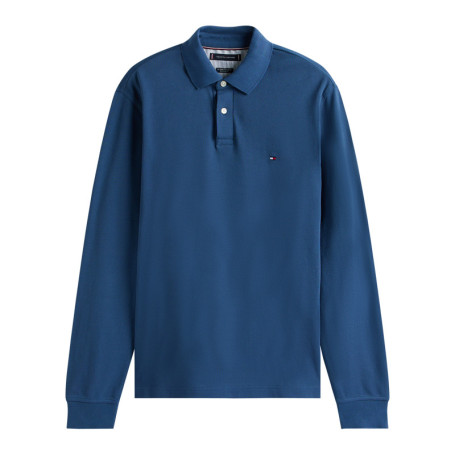 Polo en coton biologique bleu à coupe droite...