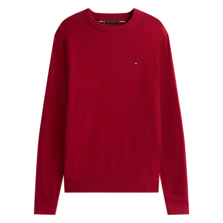 Pull en coton biologique rouge à coupe droite...