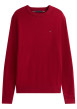 Thumbnail Pull en coton biologique rouge à coupe droite pourvu d'un col rond
