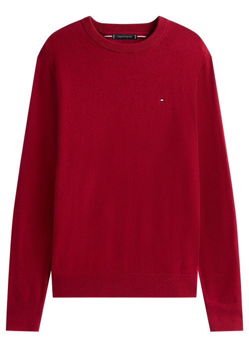 Pull en coton biologique rouge à coupe droite...