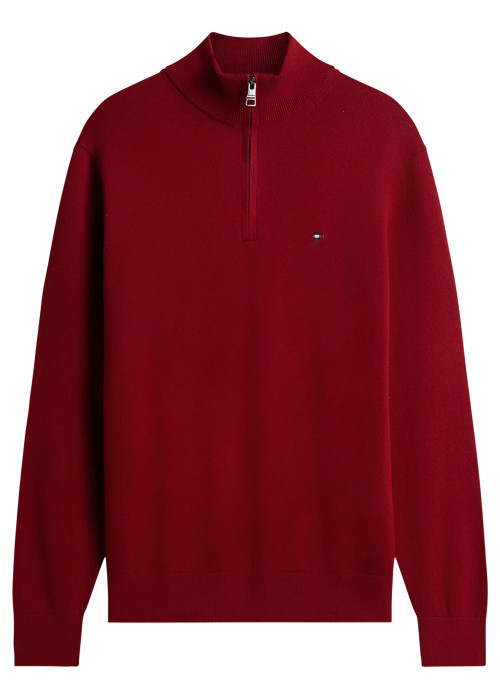 Pull en coton biologique rouge à coupe droite...