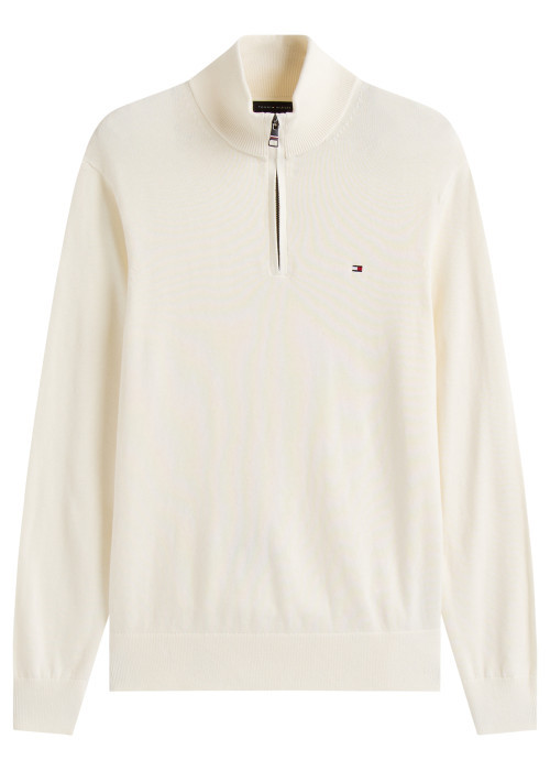 Pull en coton biologique écru à coupe droite...