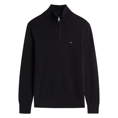 Pull en coton biologique noir à coupe droite...