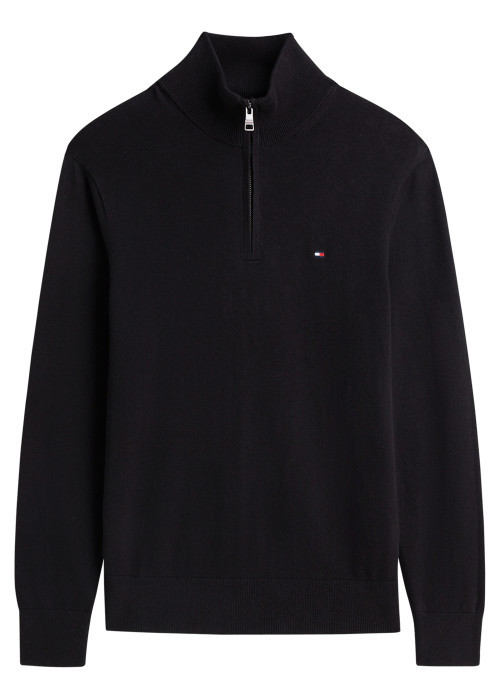 Pull en coton biologique noir à coupe droite...