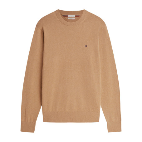 Pull en coton biologique beige à coupe droite...