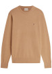 Thumbnail Pull en coton biologique beige à coupe droite pourvu d'un col rond