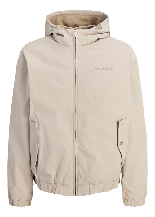 Blouson beige à coupe droite pourvu d'un col à...