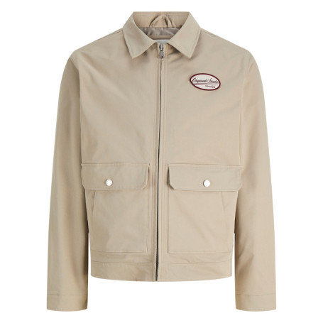 Blouson beige à coupe droite pourvu d'un col à...