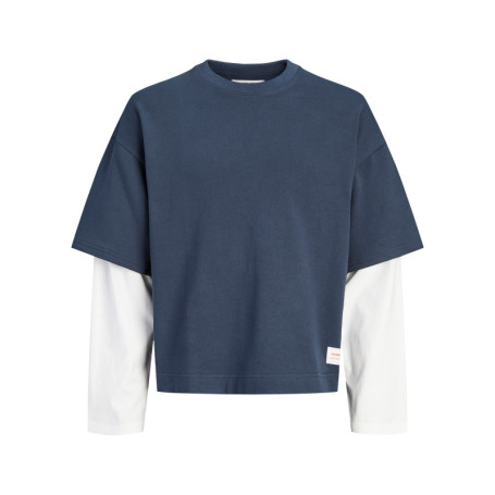 T-shirt en coton bleu et blanc à coupe ajustée...