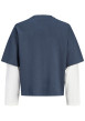 Thumbnail T-shirt en coton bleu et blanc à coupe ajustée pourvu d'un col rond - Image 2