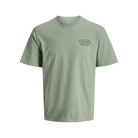 T-shirt en coton vert imprimé à coupe droite...