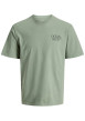 Thumbnail T-shirt en coton vert imprimé à coupe droite pourvu d'un col rond